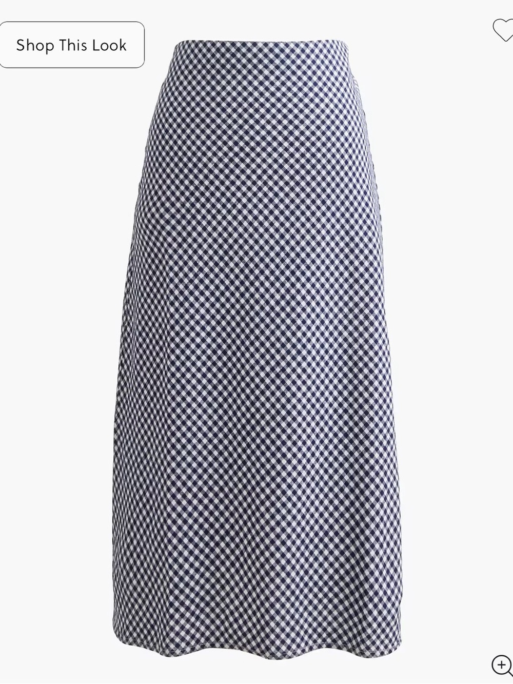 JCrew Gingham A-Line Midi Skirt in Navy and White